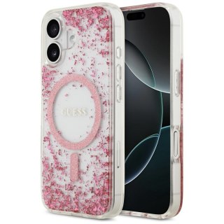 Guess nakładka do iPhone 17 HC MAGSAFE RESIN BOTTOM GLITTER różowa