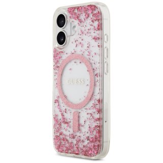 Guess nakładka do iPhone 17 HC MAGSAFE RESIN BOTTOM GLITTER różowa