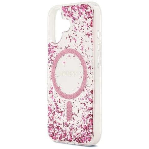 Guess nakładka do iPhone 17 HC MAGSAFE RESIN BOTTOM GLITTER różowa