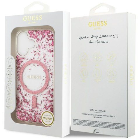 Guess nakładka do iPhone 17 HC MAGSAFE RESIN BOTTOM GLITTER różowa