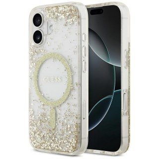 Guess nakładka do iPhone 17 HC MAGSAFE RESIN BOTTOM GLITTER złota