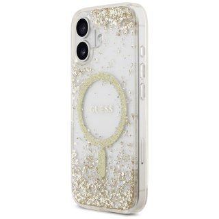 Guess nakładka do iPhone 17 HC MAGSAFE RESIN BOTTOM GLITTER złota