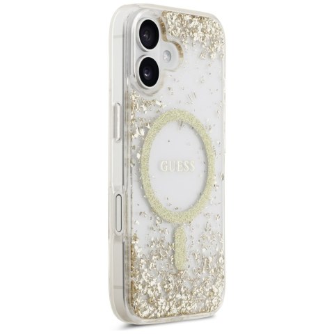 Guess nakładka do iPhone 17 HC MAGSAFE RESIN BOTTOM GLITTER złota