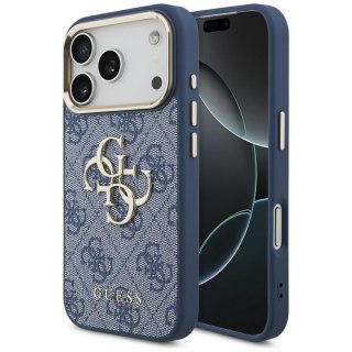 Guess nakładka do iPhone 17 Pro HC 4G PU W/ BIG 4G CLASSIC LOGO GD niebieska