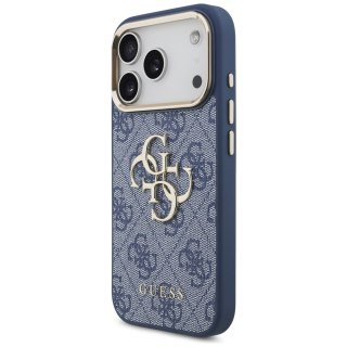 Guess nakładka do iPhone 17 Pro HC 4G PU W/ BIG 4G CLASSIC LOGO GD niebieska