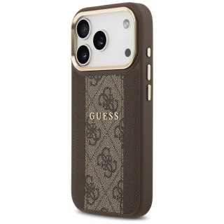 Guess nakładka do iPhone 17 Pro HC MAGSAFE PU W/ 4G PU STRIPE brązowa