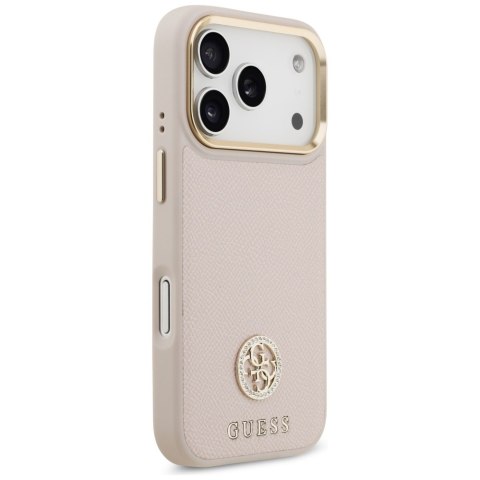 Guess nakładka do iPhone 17 Pro HC MAGSAFE PU W/ GRAINED PU STRASS LOGO różowa