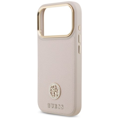 Guess nakładka do iPhone 17 Pro HC MAGSAFE PU W/ GRAINED PU STRASS LOGO różowa