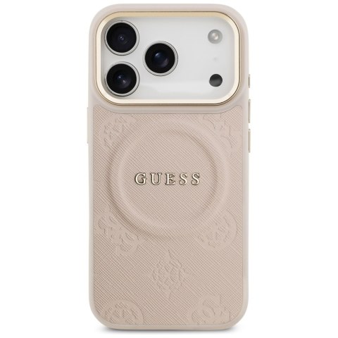 Guess nakładka do iPhone 17 Pro HC MAGSAFE PU W/ PEONY HOT STAMP różowa