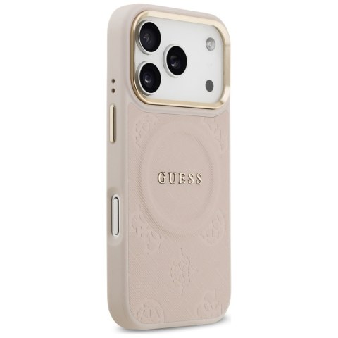 Guess nakładka do iPhone 17 Pro HC MAGSAFE PU W/ PEONY HOT STAMP różowa