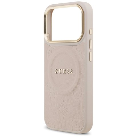 Guess nakładka do iPhone 17 Pro HC MAGSAFE PU W/ PEONY HOT STAMP różowa