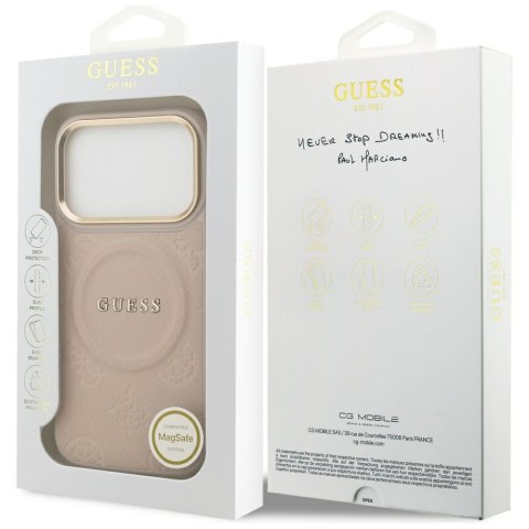 Guess nakładka do iPhone 17 Pro HC MAGSAFE PU W/ PEONY HOT STAMP różowa