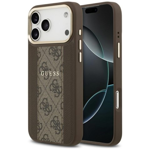 Guess nakładka do iPhone 17 Pro Max HC MAGSAFE PU W/ 4G PU STRIPE brązowa