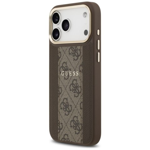 Guess nakładka do iPhone 17 Pro Max HC MAGSAFE PU W/ 4G PU STRIPE brązowa
