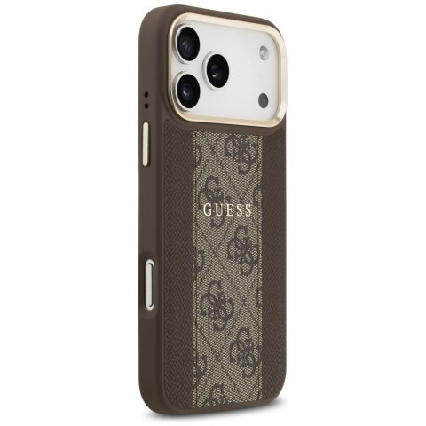 Guess nakładka do iPhone 17 Pro Max HC MAGSAFE PU W/ 4G PU STRIPE brązowa