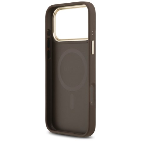 Guess nakładka do iPhone 17 Pro Max HC MAGSAFE PU W/ 4G PU STRIPE brązowa