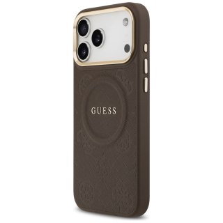 Guess nakładka do iPhone 17 Pro Max HC MAGSAFE PU W/ PEONY HOT STAMP brązowa
