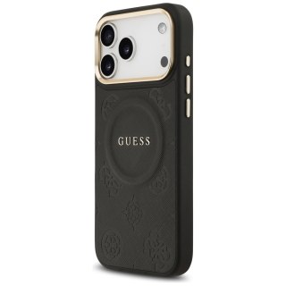 Guess nakładka do iPhone 17 Pro Max HC MAGSAFE PU W/ PEONY HOT STAMP czarna