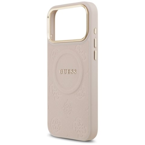 Guess nakładka do iPhone 17 Pro Max HC MAGSAFE PU W/ PEONY HOT STAMP różowa