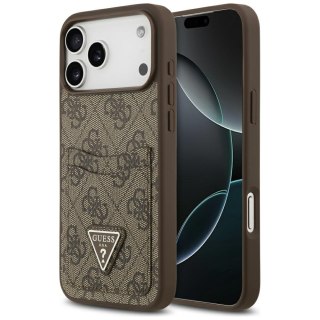 Guess nakładka 4G Double Card Triangle do iPhone 17 Pro Max brązowa