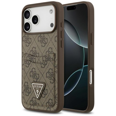 Guess nakładka 4G Double Card Triangle do iPhone 17 Pro Max brązowa