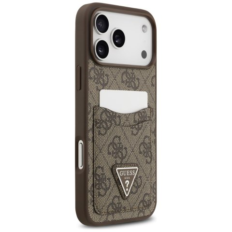 Guess nakładka 4G Double Card Triangle do iPhone 17 Pro Max brązowa
