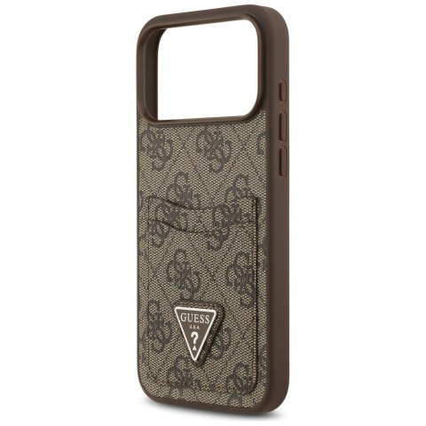 Guess nakładka 4G Double Card Triangle do iPhone 17 Pro Max brązowa