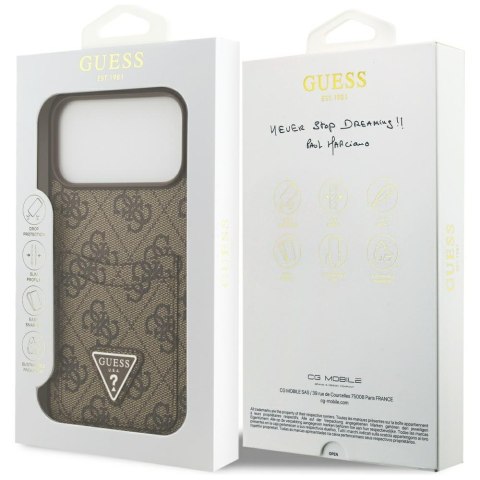 Guess nakładka 4G Double Card Triangle do iPhone 17 Pro Max brązowa