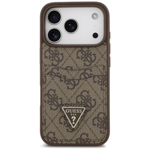 Guess nakładka 4G Double Card Triangle do iPhone 17 Pro brązowa