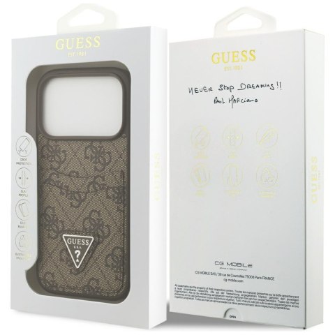 Guess nakładka 4G Double Card Triangle do iPhone 17 Pro brązowa