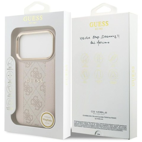 Guess nakładka 4G Stripe MagSafe do iPhone 17 Pro różowa