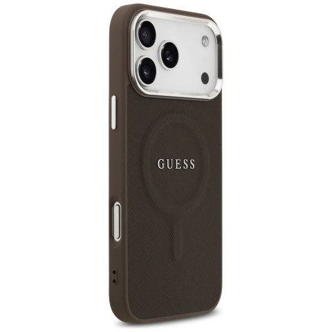 Guess nakładka Classic Logo MagSafe do iPhone 17 Pro Max brązowa