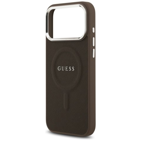 Guess nakładka Classic Logo MagSafe do iPhone 17 Pro Max brązowa