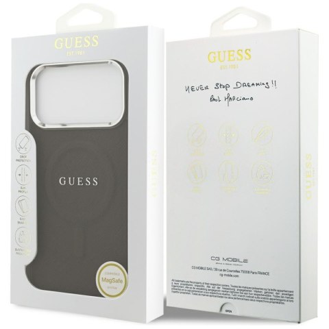 Guess nakładka Classic Logo MagSafe do iPhone 17 Pro Max brązowa