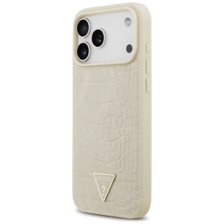 Guess nakładka Croco Triangle Logo MagSafe do iPhone 17 Pro Max złota