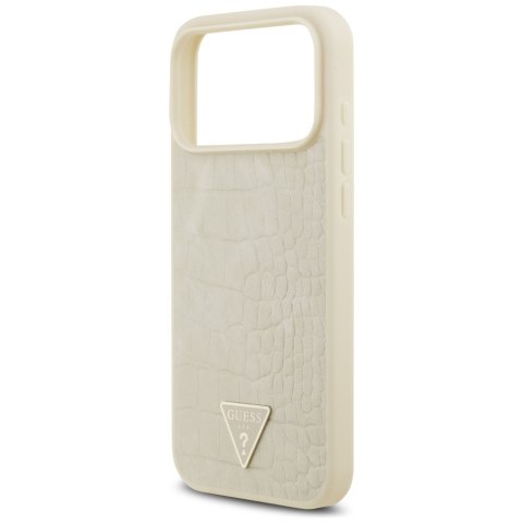 Guess nakładka Croco Triangle Logo MagSafe do iPhone 17 Pro Max złota