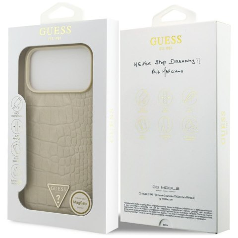 Guess nakładka Croco Triangle Logo MagSafe do iPhone 17 Pro Max złota