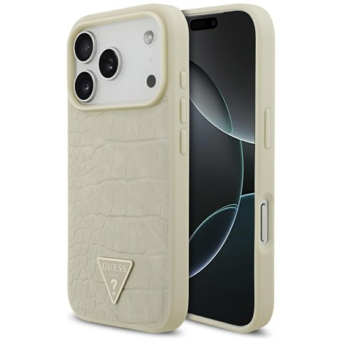 Guess nakładka Croco Triangle Logo MagSafe do iPhone 17 Pro złota