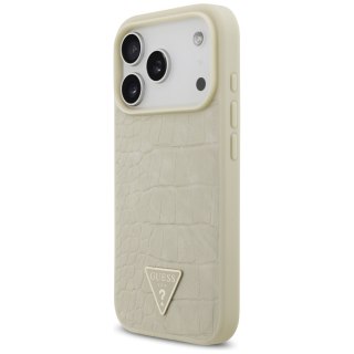 Guess nakładka Croco Triangle Logo MagSafe do iPhone 17 Pro złota