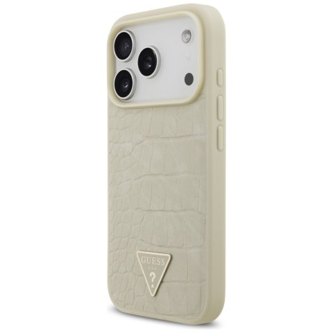 Guess nakładka Croco Triangle Logo MagSafe do iPhone 17 Pro złota