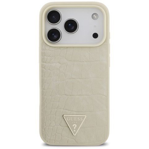 Guess nakładka Croco Triangle Logo MagSafe do iPhone 17 Pro złota