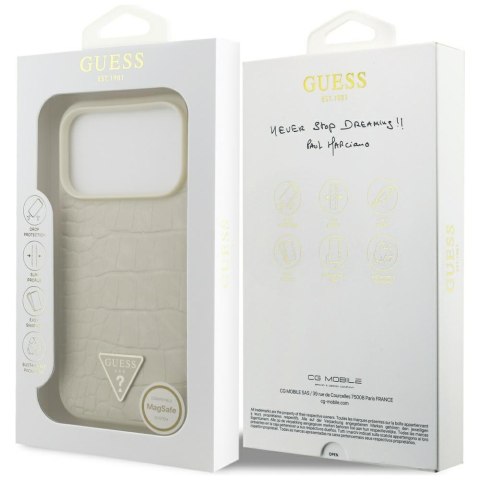 Guess nakładka Croco Triangle Logo MagSafe do iPhone 17 Pro złota