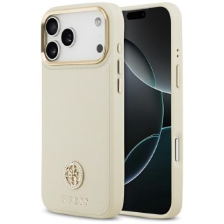 Guess nakładka Grained Strass Logo MagSafe do iPhone 17 Pro Max beżowa