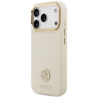 Guess nakładka Grained Strass Logo MagSafe do iPhone 17 Pro beżowa