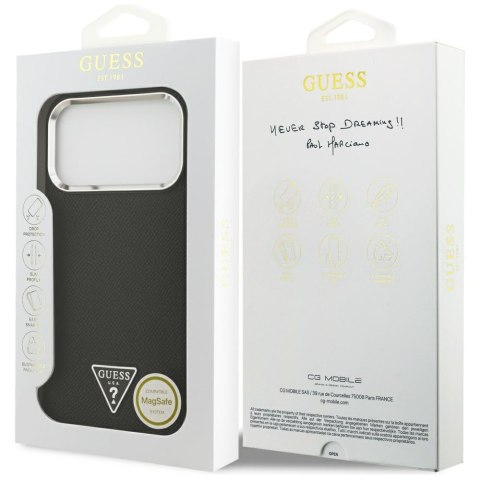 Guess nakładka Grained Triangle Logo MagSafe do iPhone 17 Pro Max czarna