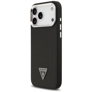 Guess nakładka Grained Triangle Logo MagSafe do iPhone 17 Pro czarna