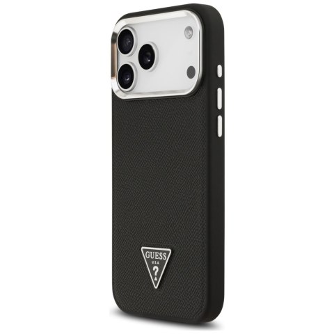 Guess nakładka Grained Triangle Logo MagSafe do iPhone 17 Pro czarna