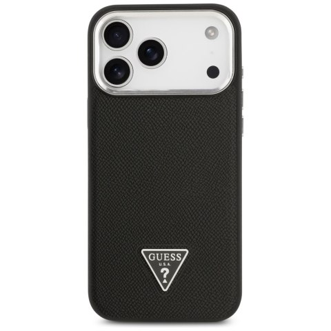 Guess nakładka Grained Triangle Logo MagSafe do iPhone 17 Pro czarna