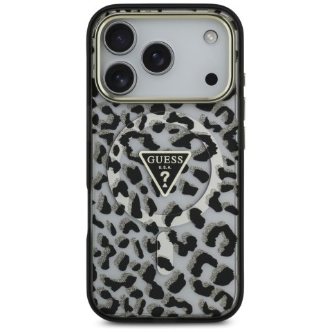 Guess nakładka Leopard Glitter MagSafe do iPhone 17 Pro Max czarna