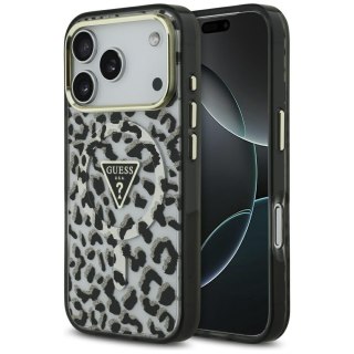 Guess nakładka Leopard Glitter MagSafe do iPhone 17 Pro czarna